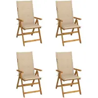 vidaXL Tuinstoelen 4 st verstelbaar met kussens massief acaciahout