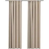 vidaXL Gordijnen linnen-look verduisterend haken 2 st 140x225 cm beige