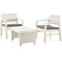 vidaXL - 3-delige - Loungeset - kunststof - wit