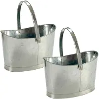 Blokker Set Van 2x Stuks Bloempotten/plantenbakken Zinken Mand Ovaal Met Handvat 36 X 20 X 21 Cm - Plantenbakken