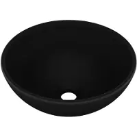 vidaXL Wastafel rond 32,5x14 cm keramiek matzwart
