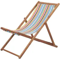 vidaXL Strandstoel inklapbaar stof en houten frame meerkleurig