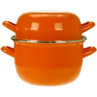Cosy & Trendy Mosselpan - Emaille - Oranje - ø 18 cm / 2.8 liter - geëmailleerde anti-aanbaklaag