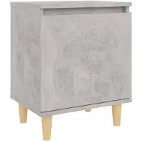vidaXL Nachtkastje met massief houten poten 40x30x50 cm betongrijs