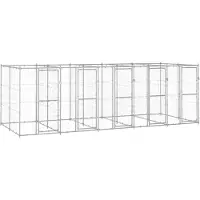vidaXL Hondenkennel 12,1 m² gegalvaniseerd staal