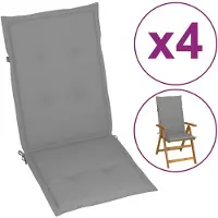 vidaXL Tuinstoelkussens 4 st hoge rug 120x50x3 cm stof grijs