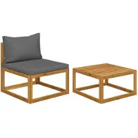 vidaXL 2-delige Loungeset met kussens massief acaciahout