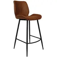 Livin24 Industriële barkruk Barrel cognac eco-leer 69 cm