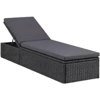 vidaXL Ligbed poly rattan zwart en donkergrijs