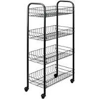 Metaltex Serveerwagen met 4 manden, keukentrolley, zwart/wit