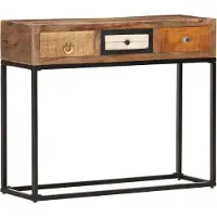 vidaXL Wandtafel 90x30x75 cm massief gerecycled hout goudkleurig