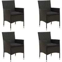 vidaXL Tuinstoelen 4 st met kussens poly rattan zwart