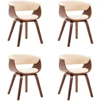 vidaXL Eetkamerstoelen 4 st gebogen hout en kunstleer crèmekleurig