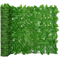 vidaXL Balkonscherm met groene bladeren 300x100 cm