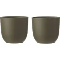 Mica Decorations 2x Stuks Bloempotten Mat Groen Keramiek Voor Kamerplant H20 X D22.5 Cm - Plantenpotten