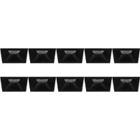 BES LED Spot Armatuur 10 Pack - Pragmi Pollon Pro - GU10 Inbouwspot - Vierkant - Zwart - Aluminium - Verdiept - 82mm