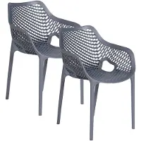 Garden Impressions Air XL kunststof tuinstoel - donker grijs - 2 stuks