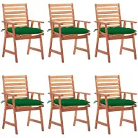 vidaXL Tuinstoelen 6 st met kussens massief acaciahout