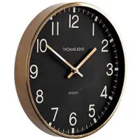 Thomas Kent Clocksmith S Rond 30 Brons Goud Zwart Wandklok Staal RVS