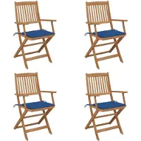 vidaXL Tuinstoelen 4 st inklapbaar met kussens massief acaciahout