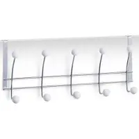 Zeller 1x Zilver/witte deur kapstokken 5-haaks 48 cm - Kapstokken