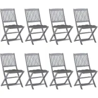 vidaXL Tuinstoelen 8 st inklapbaar met kussens massief acaciahout