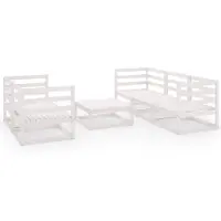 vidaXL 6-delige Loungeset massief grenenhout wit