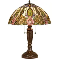 Clayre & Eef Tiffany tafellamp EDEN, multicolor, Woon-/ Eetkamer, Glas, Tiffany, tafellamp