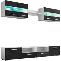 vidaXL Tv-wandmeubelset met LED-verlichting hoogglans zwart 5-delig