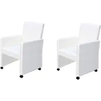 vidaXL Eetkamerstoelen met wieltjes kunstleer wit 2 st online kopen