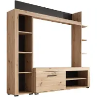 Meubella Wandmeubel Ramona - Eiken - Zwart - 173x28x158 - TV kast