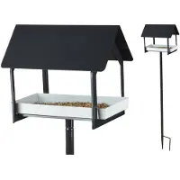 Esschert Design Voedertafel op pin Antraciet/wit design