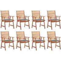 vidaXL Tuinstoelen 8 st met kussens massief acaciahout