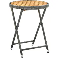 vidaXL Tafeltje 60 cm poly rattan en massief acaciahout grijs