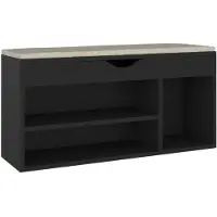 vidaXL Schoenenbank met kussen 104x30x49 cm bewerkt hout zwart