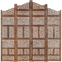 vidaXL Kamerscherm 4 panelen handgesneden 160x165 cm mangohout bruin