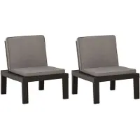 vidaXL Loungestoelen 2 st met kussens kunststof grijs