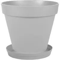 Eda Bloempot Toscane kunststof grijs D30 x H26 cm inclusief onderschaal D23 cm - Plantenpotten
