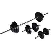 vidaXL Barbell +2 Dumbbell Set Veelkleurig