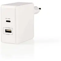 Nedis Wall Charger | 3.0 A | USB / USB-C | Power Delivery 45 W | White