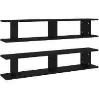 vidaXL Wandschappen 2 st 105x18x20 cm bewerkt hout zwart