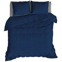 Satin d'or Dekbedovertrek Satijn Streep Marine Satijn-140 x 200 / 220 cm | 1-Persoons