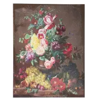 Clayre & Eef Groene Schilderij met bloemen en fruit 60*3*80 cm 50629
