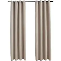 vidaXL Gordijn verduisterend met metalen ringen 2 st 140x245 cm beige