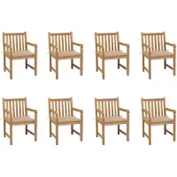 vidaXL Tuinstoelen 8 st met beige kussens massief teakhout