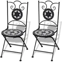 vidaXL mozaïekstoel bistro set zwart/wit