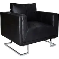 vidaXL Fauteuil met verchroomde poten kubus kunstleer zwart