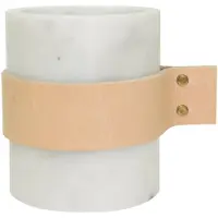 Tak Design vaas 8 x 22 cm marmer/leer wit/lichtbruin