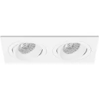 BES LED Spot Armatuur GU10 - Pragmi Borny Pro - GU10 Inbouwspot - Rechthoek Dubbel - Wit - Aluminium - Kantelbaar - 175x92mm