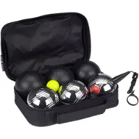 Get & go Jeu de Boules Set - Luxe - 6 Ballen - Zilver/Zwart - Staal
